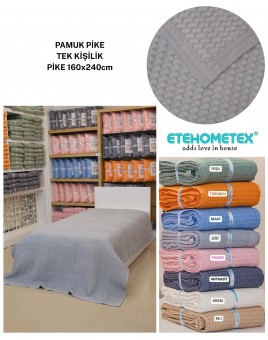 ETEHOMETEX HAVUZLU PİKE TEK KİŞİLİK 160X240CM GRİ 8696474232082